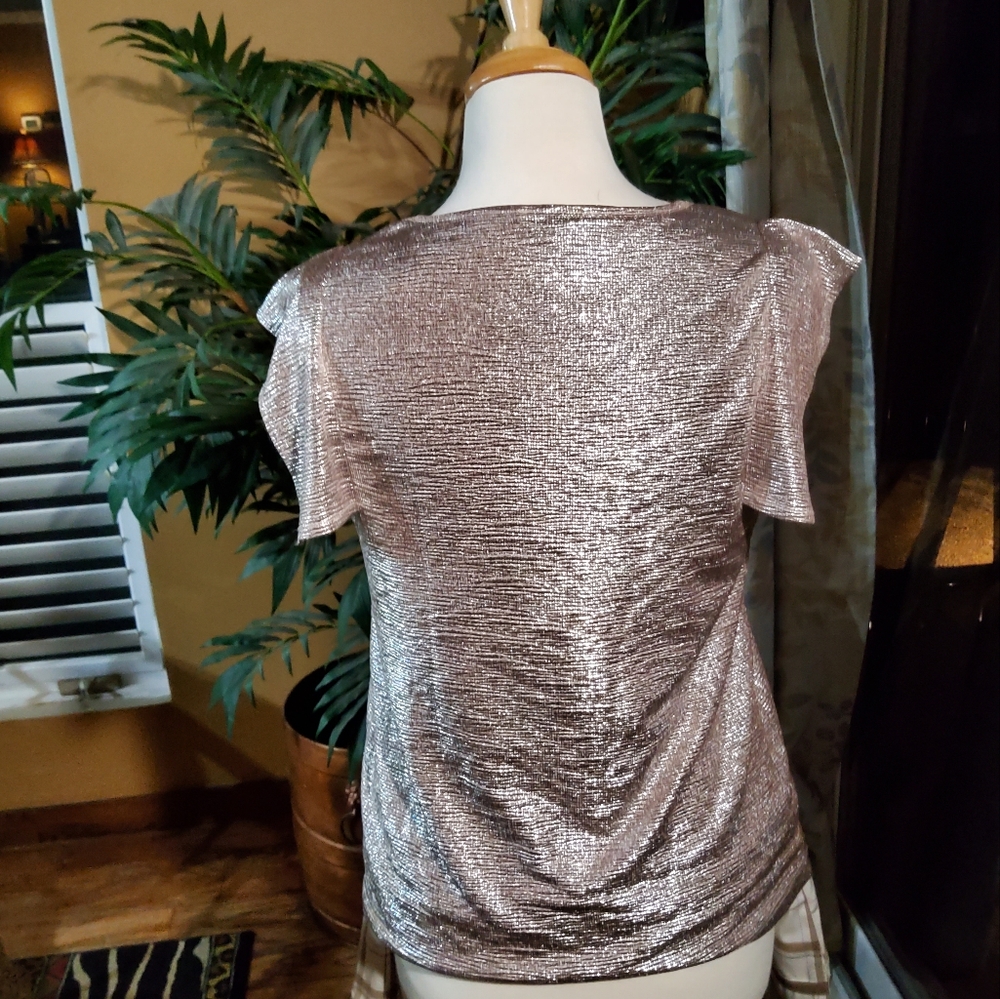 Glamorous Metallic Ruffle Sleeve Top - Picture 7 of 7